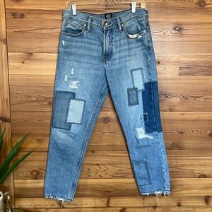 Men's Blue Patchwork Jeans